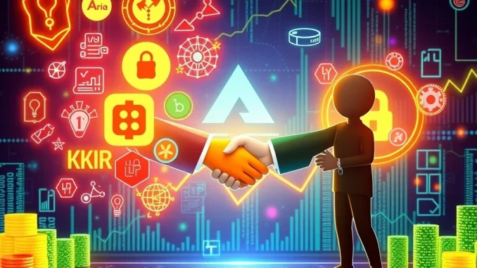 Illustrative image showing Aria funding propelling IP tokenization growth, with digital assets and investor collaboration.