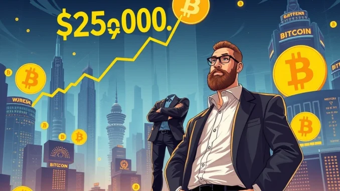 Arthur Hayes confidently presenting his $250K Bitcoin forecast amidst market indicators, illustrating the potential for future BTC growth.