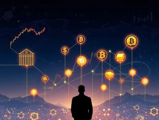 Visualizing asset tokenization transforming the global financial system as predicted by Robinhood CEO, showing traditional assets becoming digital tokens.