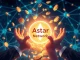 Illustrative representation of the Astar airdrop claim event, with digital tokens being distributed from the Astar Network.