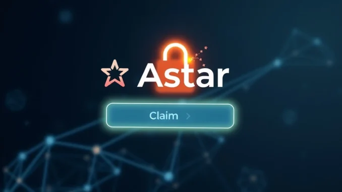 Astar Airdrop: Swift Resolution Ensures Seamless Claim Process A digital lock icon briefly appearing on an Astar airdrop claim page, symbolizing the swift resolution of the Astar airdrop access issue.