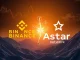 Astar (ASTER) token alongside the Binance logo, representing the significant Binance Astar listing.