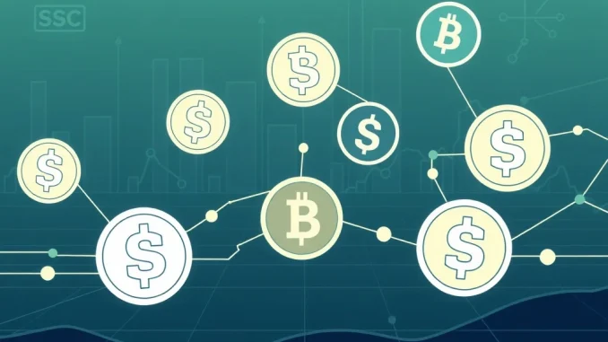 A digital interface representing B2C2 PENNY's zero-fee stablecoin swaps, highlighting institutional crypto trading.