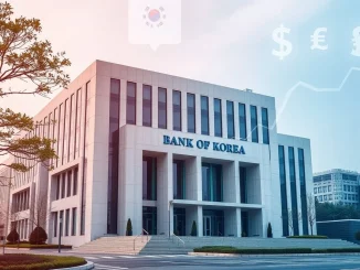 Bank of Korea building symbolizing the central bank's decision to hold the benchmark interest rate steady, impacting the South Korea economy.