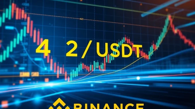 A screen displaying Binance's trading platform, highlighting the 42 Coin perpetual futures contract and high leverage options.