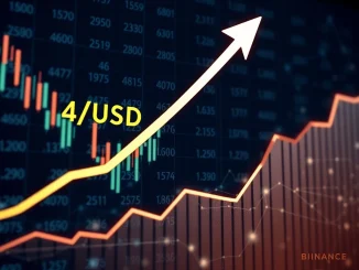 A Binance trading interface showing the upcoming 4/USDT perpetual futures contract, emphasizing crypto leverage trading.