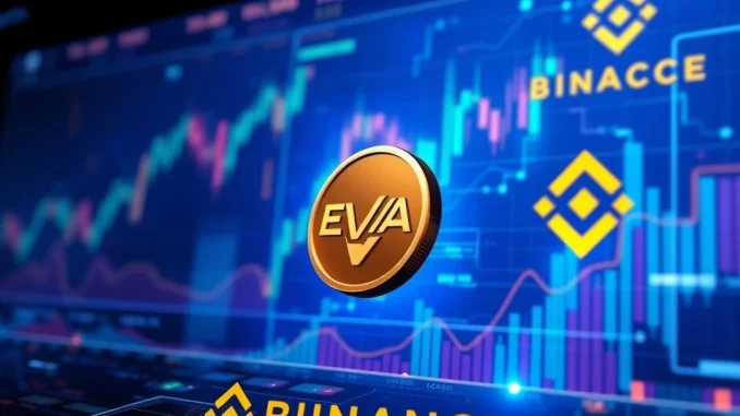 Binance Alpha platform interface displaying the new EVAA crypto listing and perpetual futures market opportunities.