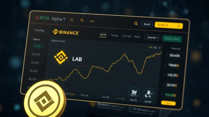 Binance Alpha platform interface showcasing the newly listed LAB token, highlighting early-stage crypto opportunities.
