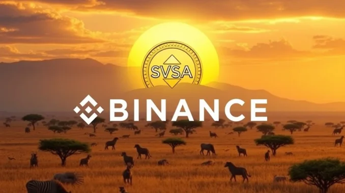 Binance Alpha platform logo with a stylized SVSA coin, symbolizing the upcoming SavannaSurvival listing and new opportunities.