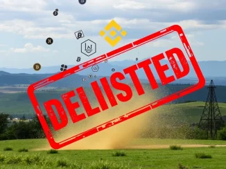 Binance Alpha token delisting announcement, showing various crypto icons fading away, representing removal from the platform.