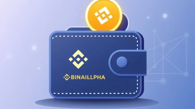 Binance Alpha platform displaying the WBAI token icon, symbolizing a new early-stage token listing and investment opportunity.