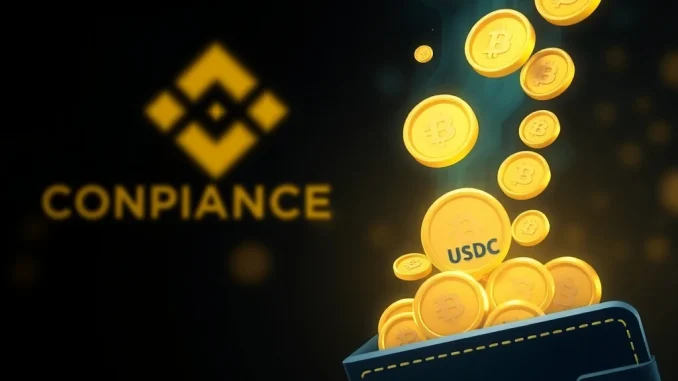 Illustrates Binance compensation being distributed to users after a significant liquidation event, symbolizing financial relief and support.