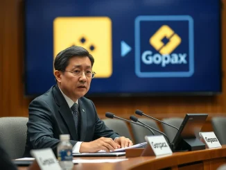 South Korean FIU head discussing regulatory oversight of Binance Gopax operations and data security during a parliamentary audit.