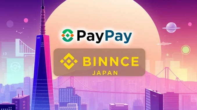 Binance Japan and PayPay logos merge, symbolizing their strategic 40% stake acquisition and expanded cryptocurrency access in Japan.