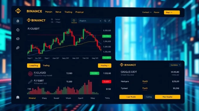 Binance platform showing F/USDT and GIGGLE/USDT pairs, symbolizing new Binance margin trading opportunities.