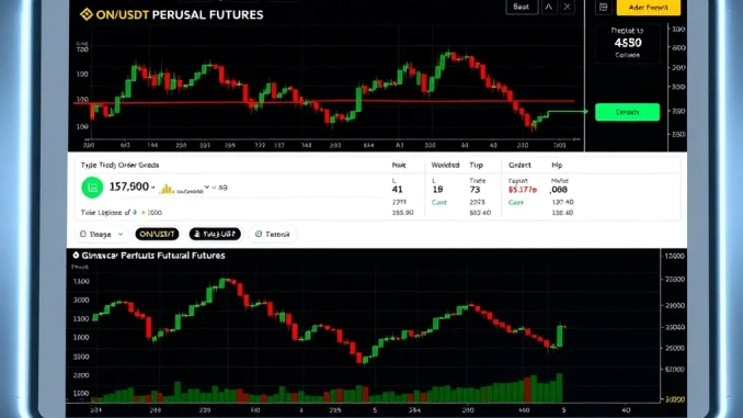Binance platform screen showing ON perpetual futures contract details, highlighting new trading opportunities.