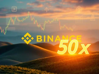 Binance platform showcasing the new 币安人生 USDT perpetual futures contract, emphasizing high leverage crypto trading.