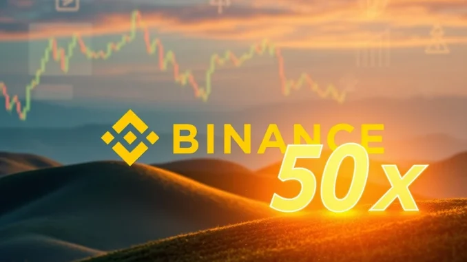 Binance platform showcasing the new 币安人生 USDT perpetual futures contract, emphasizing high leverage crypto trading.