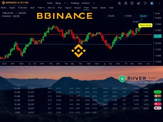 A digital trading screen on Binance displaying the new LAB and RIVER perpetual futures contracts, highlighting fresh Binance perpetual futures trading avenues.