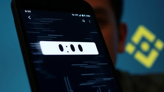 A phone screen showing a Binance Wallet with a zero balance, illustrating the critical Binance bug affecting crypto assets.