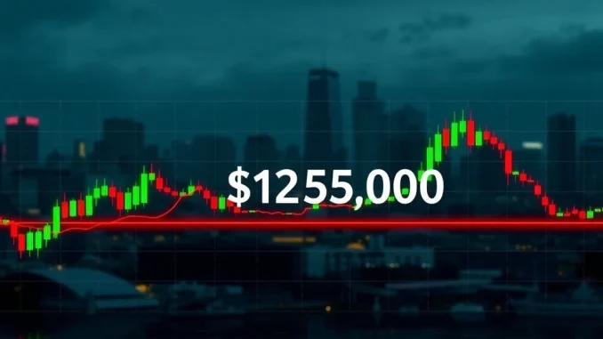 A chart illustrating Bitcoin's price approaching a critical $125,000 resistance level, highlighting potential market shifts.