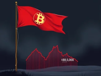 A bearish flag pattern indicating a potential sharp decline in Bitcoin price towards the $88,000 mark, reflecting a critical BTC analysis.