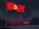 A bearish flag pattern indicating a potential sharp decline in Bitcoin price towards the $88,000 mark, reflecting a critical BTC analysis.