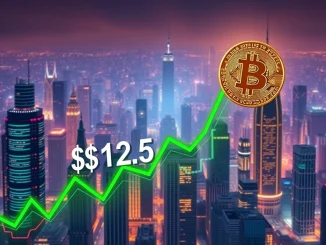 A Bitcoin symbol rapidly ascending past a $125,000 price point, illustrating the significant Bitcoin price surge in the market.