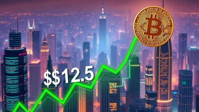 A Bitcoin symbol rapidly ascending past a $125,000 price point, illustrating the significant Bitcoin price surge in the market.