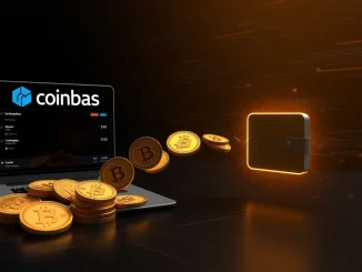 A visual metaphor illustrating a substantial **Bitcoin transfer** from Coinbase to an unknown digital wallet, highlighting secure crypto movement.