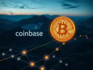 Visualizing a large Bitcoin transfer from Coinbase, representing significant crypto whale activity.