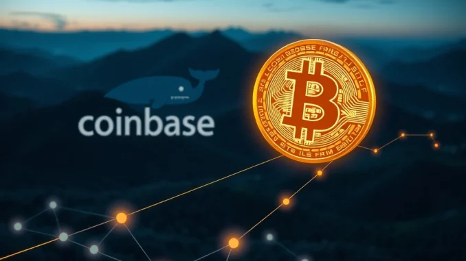 Visualizing a large Bitcoin transfer from Coinbase, representing significant crypto whale activity.