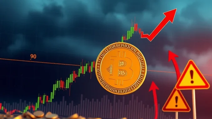 A chart illustrating Bitcoin's price with an overbought Relative Strength Index (RSI) reading, signaling potential caution during the current BTC rally.