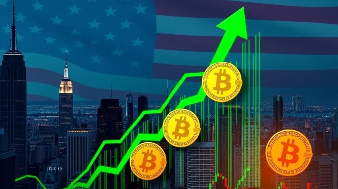 Charts illustrating a massive surge in Bitcoin ETFs inflows, representing strong investor confidence and growth in digital assets.