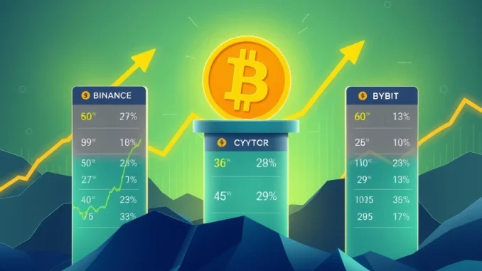 Charts displaying **BTC perpetual futures** long/short ratios, indicating market sentiment across major crypto exchanges.