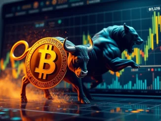 Chart displaying Bitcoin perpetual futures long/short ratio data across major crypto futures exchanges, indicating BTC trading sentiment.