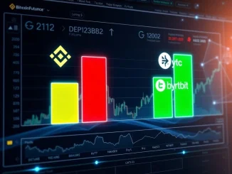 A digital dashboard displays BTC perpetual futures long/short ratios, offering crucial insights into Bitcoin market sentiment.