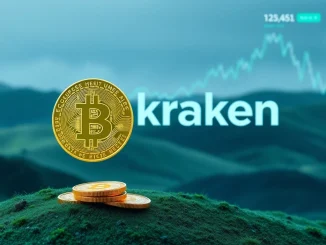 Depiction of a significant Bitcoin investor's BTC deposit to the Kraken exchange, symbolizing large market movements.