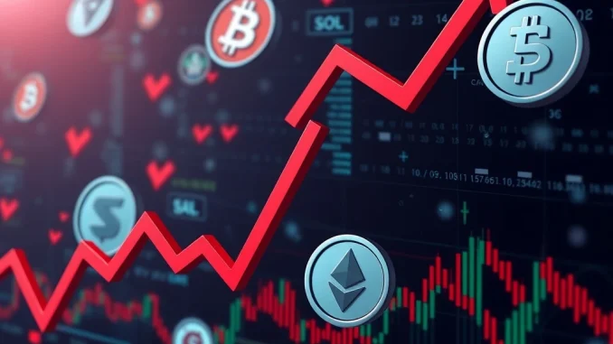 Chart showing significant Bitcoin liquidation events impacting crypto markets, highlighting volatility.