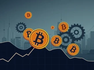 A graph showing a Bitcoin price drop, symbolizing the perilous impact of shrinking market liquidity on the cryptocurrency market.