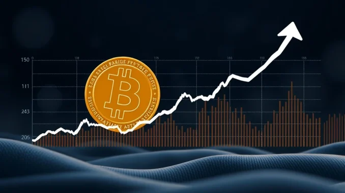 A chart illustrating Bitcoin's stable price near its all-time high, indicating potential for significant Bitcoin gains.