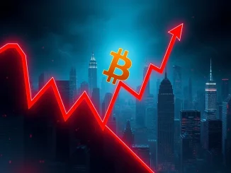 A downward trending chart visually represents the significant Bitcoin price drop as BTC falls below $110,000.