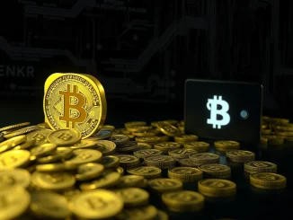 Illustrating a significant **Bitcoin transfer** from a known exchange to an unidentified digital wallet, highlighting market movements.