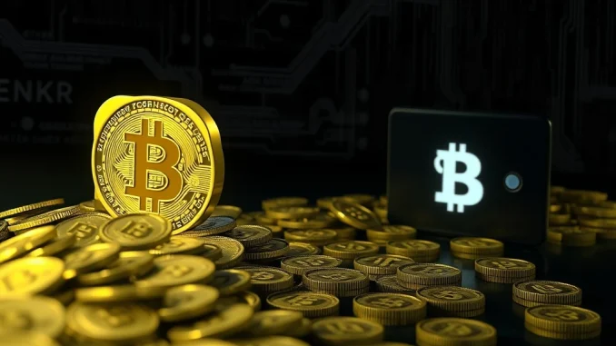 Illustrating a significant **Bitcoin transfer** from a known exchange to an unidentified digital wallet, highlighting market movements.