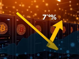A visual representation of the 7% decline in Bitcoin mining profitability for September, highlighting the impact on BTC mining operations.