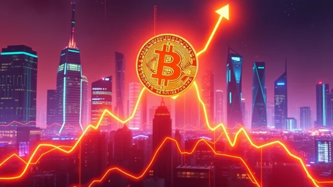 A digital chart showing the Bitcoin price surging past $108,000, symbolizing the crypto market's upward momentum.