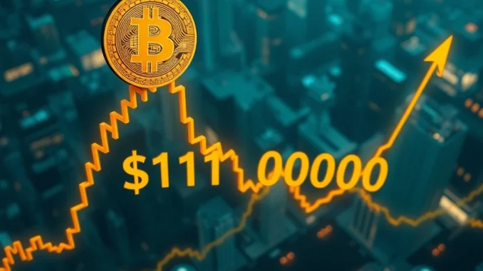 Chart displaying a significant Bitcoin price increase, reaching $110,000, symbolizing a major BTC rally in the crypto market.