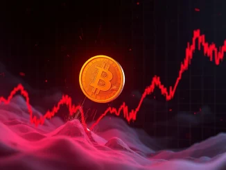 Bitcoin price chart showing a sharp decline, symbolizing the recent BTC market drop below $120,000.