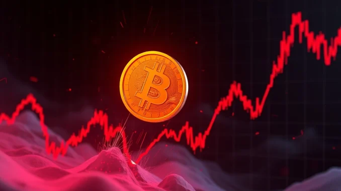 Bitcoin price chart showing a sharp decline, symbolizing the recent BTC market drop below $120,000.