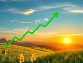 Chart showing Bitcoin price at a $117.5K resistance level, indicating the end of a BTC correction and potential new rally.